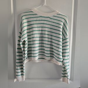 Wild Fable Teal Blue and White Striped Sweater